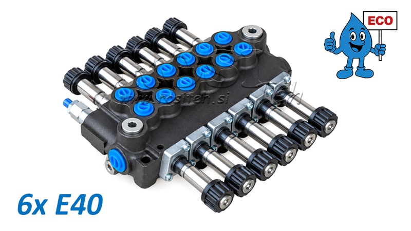 HYDRAULIC SOLENOID VALVE (WITHOUT COILS) – 6-SECTION DIRECTIONAL CONTROL VALVE 6xE40 ECO