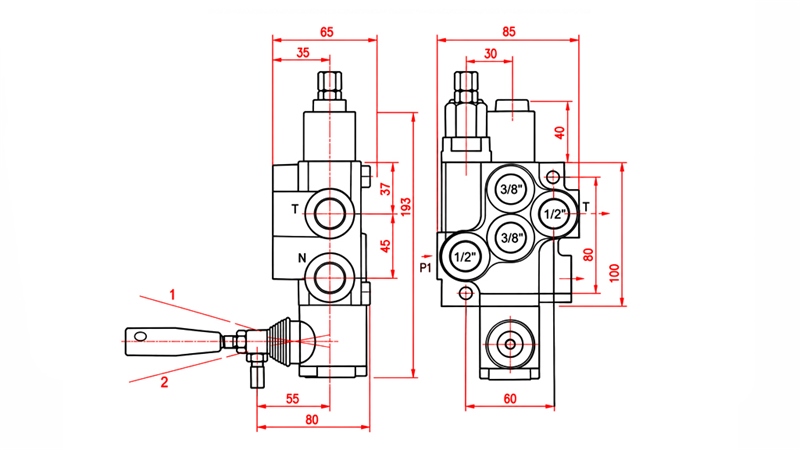 HYDRAULIC MANUAL VALVE – 1-SECTION DIRECTIONAL CONTROL VALVE 1xR40 ECO
