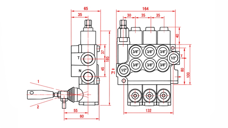 HYDRAULIC MANUAL VALVE – 3-SECTION DIRECTIONAL CONTROL VALVE 3xR40 ECO