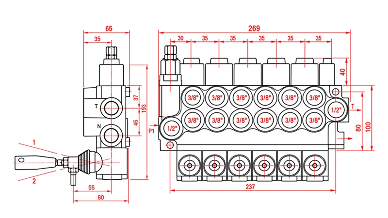 HYDRAULIC MANUAL VALVE – 6-SECTION DIRECTIONAL CONTROL VALVE 6xR40 ECO