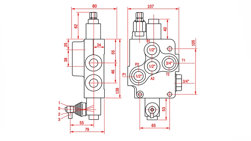 HYDRAULIC MANUAL VALVE – 1-SECTION DIRECTIONAL CONTROL VALVE 1xR80 ECO