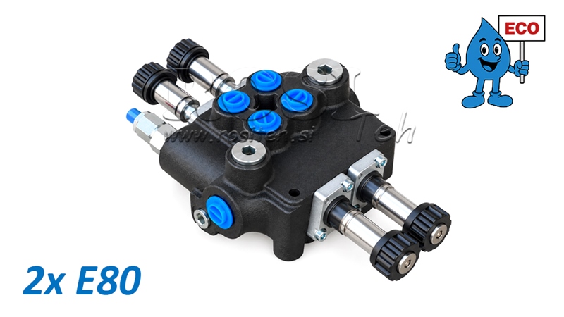 HYDRAULIC SOLENOID VALVE (WITHOUT COILS) – 2-SECTION DIRECTIONAL CONTROL VALVE 2xE80 ECO