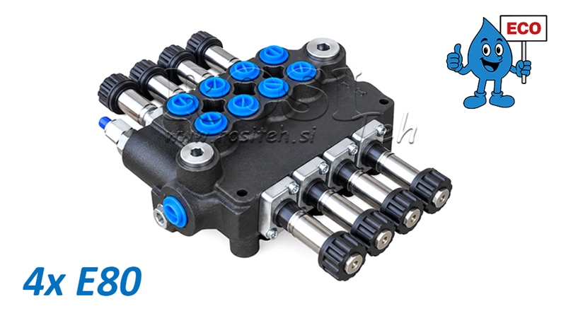 HYDRAULIC SOLENOID VALVE (WITHOUT COILS) – 4-SECTION DIRECTIONAL CONTROL VALVE 4xE80 ECO
