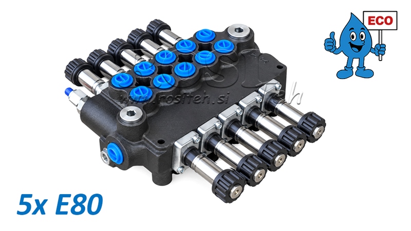 HYDRAULIC SOLENOID VALVE (WITHOUT COILS) – 5-SECTION DIRECTIONAL CONTROL VALVE 5xE80 ECO