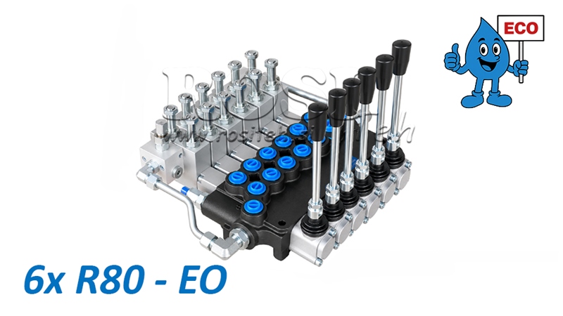 HYDRAULIC ELECTRO-MANUAL VALVE (WITHOUT COILS) – 6-SECTION DIRECTIONAL CONTROL VALVE 6xR80-EO ECO