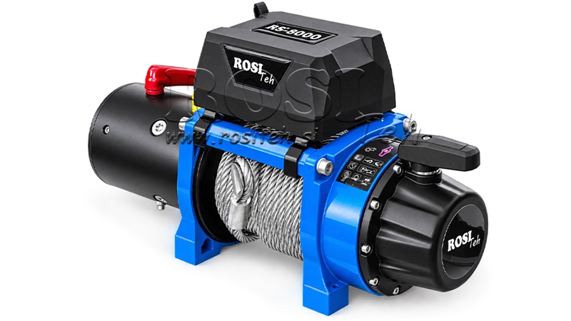 12 V ELECTRIC WINCH RS-8000 - 3620 KG - STEEL WIRE ROPE - ECO