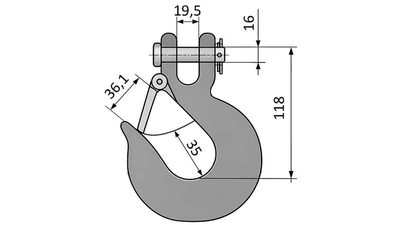 HOOK WITH SAFETY LATCH - 5000 KG