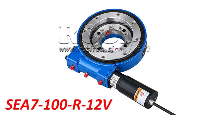 WORM GEAR SLEW DRIVE SERIES SEA7-100-R WITH ELECTRIC MOTOR 12V - GEAR RATIO 71:1 - ECO