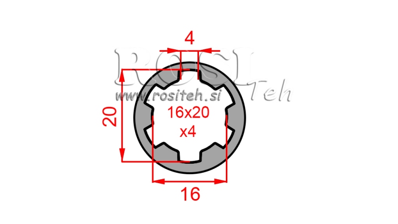 PTO ADAPTER BUSH 16x20x4 (6 SPLINES) (50 mm)