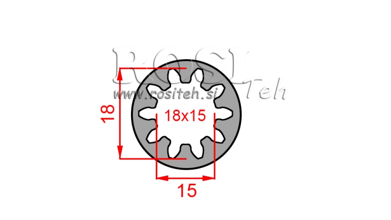 KARDANO ADAPTERIS ĮVORĖ 18x15 (10 DANTYS) (40 mm)