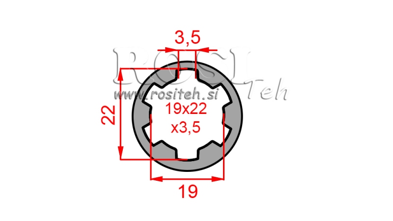 PTO ADAPTER BUSH 19x22x3,5 (10 SPLINES) (40 mm)