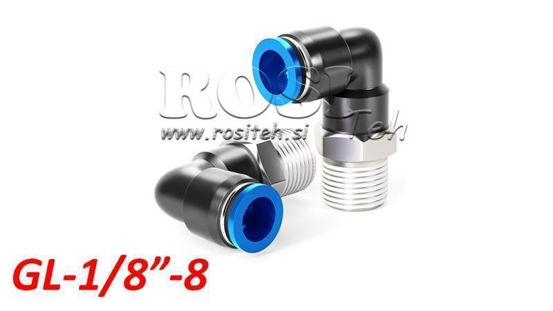 PNEUMATIC PLUG ANGLE CONNECTOR TPA WITH THREAD GL-018-8