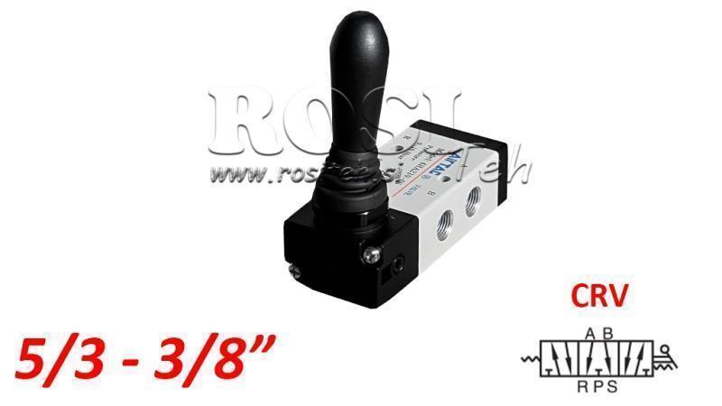 PNEUMATIC HAND VALVE 5/3 3/8 PRT-1053-CRV RETURN WITH SPRING