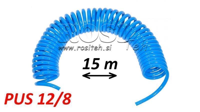 PUS 12/8 15m UNOUTFITTED BLUE AIR HOSE SPIRAL