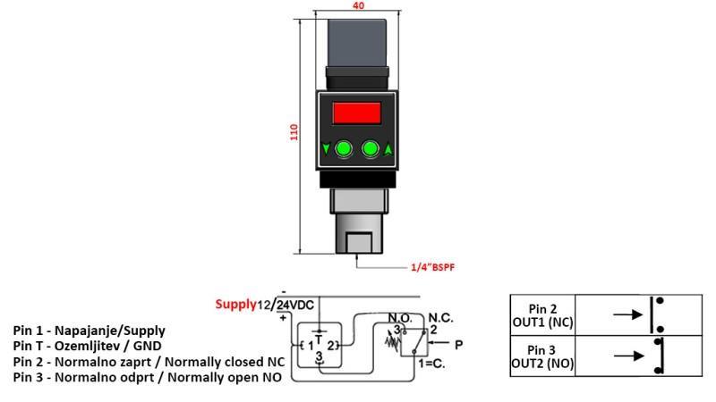 ELECTRONIC PRESSURE SWITCH FL55 0-200 BAR (MAX.500BAR)