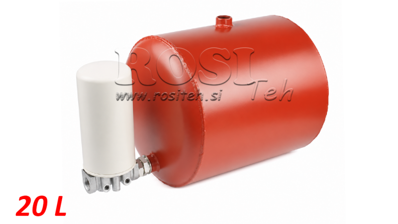 METAL TANK 20 L ROUNDED Ø 300 MM × H 330 MM - WITH FILTER