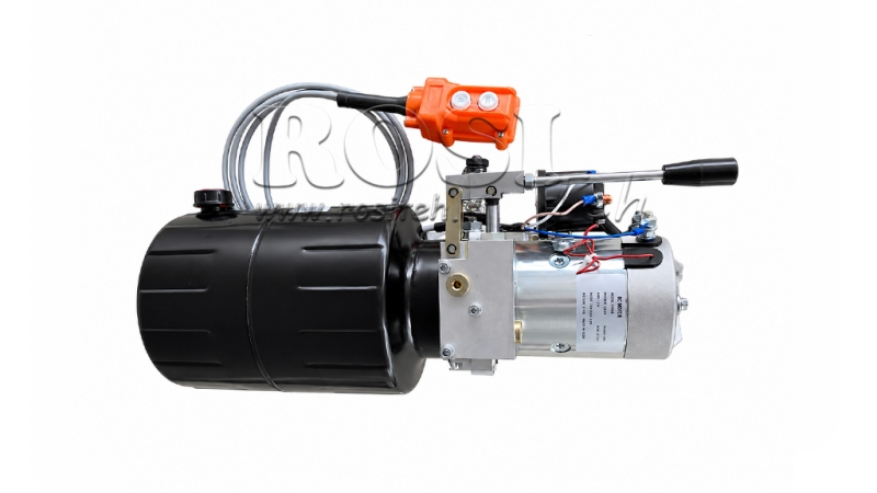 MINI HYDRAULIKAGGREGAT 12V DC - 1.6kW = 2.1cc - 8 liter - enfas enhet MED MANUELL PUMP