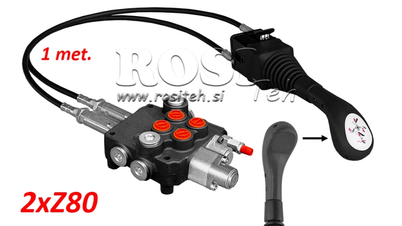JOYSTICK SEM BOTÃO - CABO BOWDEN 1 m + VÁLVULA HIDRÁULICA 2xZ80 + FUNÇÃO FLUTUANTE