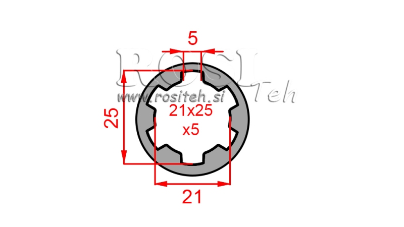 PTO ADAPTER BUSH 21x25x5 (6 SPLINES) (60 mm)