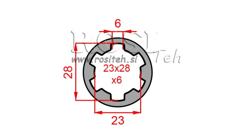 PTO ADAPTER BUSH 23x28x6 (6 SPLINES) (60 mm)