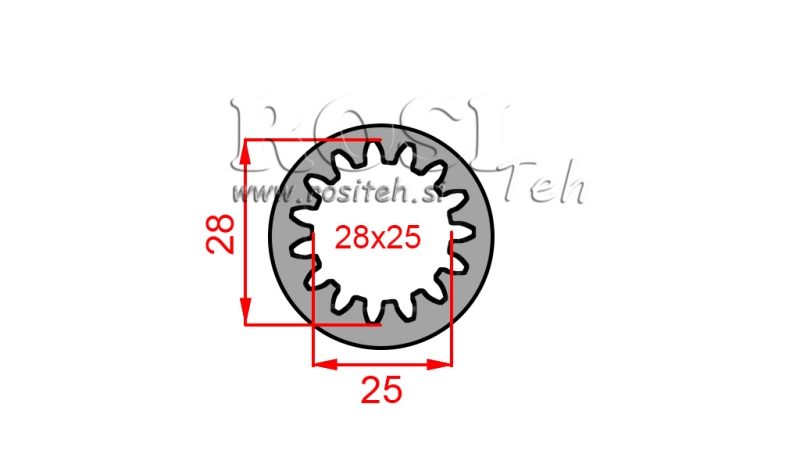 PTO ADAPTER BUSH 28x25 (15 SPLINES) (60 mm)