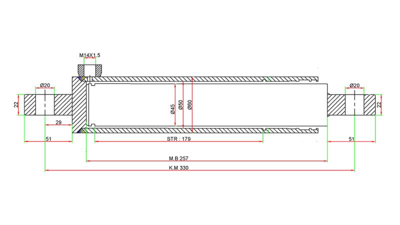 HYDRAULIC STEERING CYLINDER SAME OEM-255.6342.4