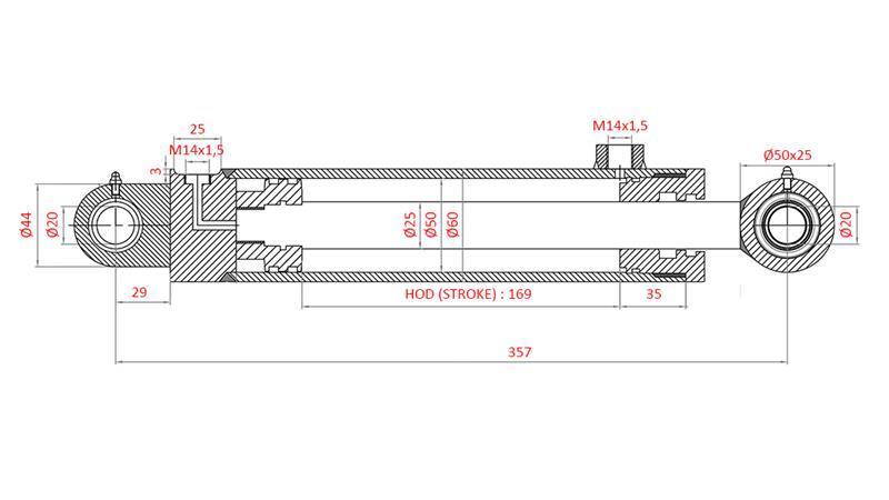 HIDRAVLIČNI VOLANSKI CILINDER FIAT-NEW HOLLAND OEM-4997919, 4998944, 4998945, 5110840, 5125262
