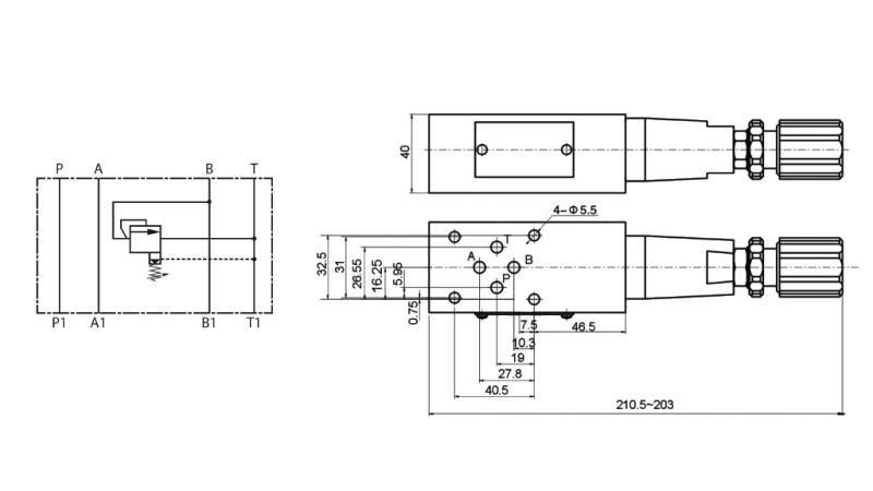 SIKKERHETSVANNE CETOP 3 (B) 15-315 BAR
