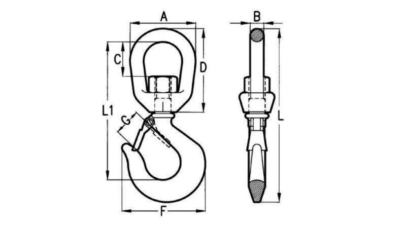SWIVEL HOOK WITH EYE 1000 kg