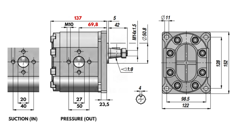 HYDRAULIC PUMP GR.3 34 CC RIGHT - FLANGE