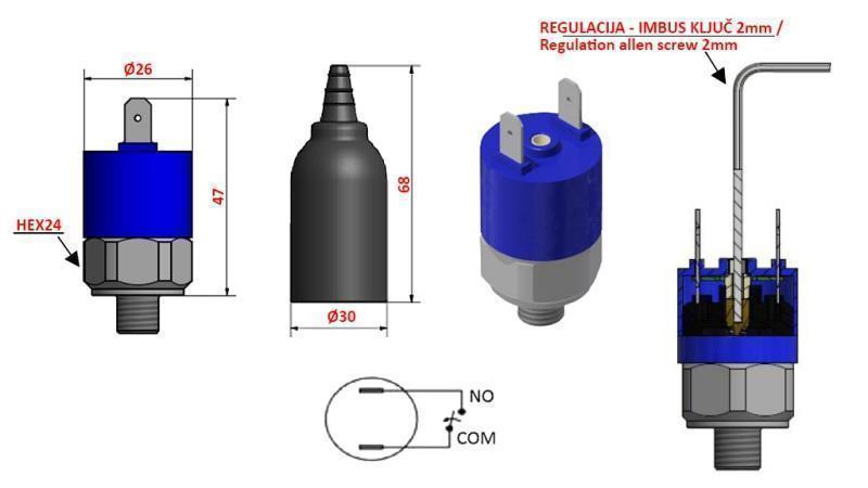 HYDRAULIC PRESSURE SWITCH K4 - NO 10-100 BAR (MAX. 300BAR)