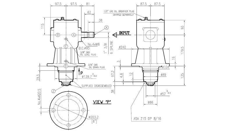 ANGLE REDUCER LF-140J 1:1.92 (60HP-44kW)