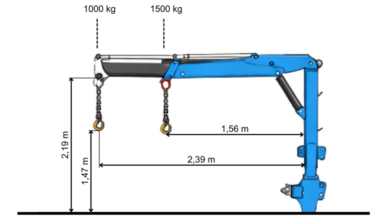TRAKTOR-DREIPUNKTKRAN – HYDRAULISCHER HUBARM 1200 KG