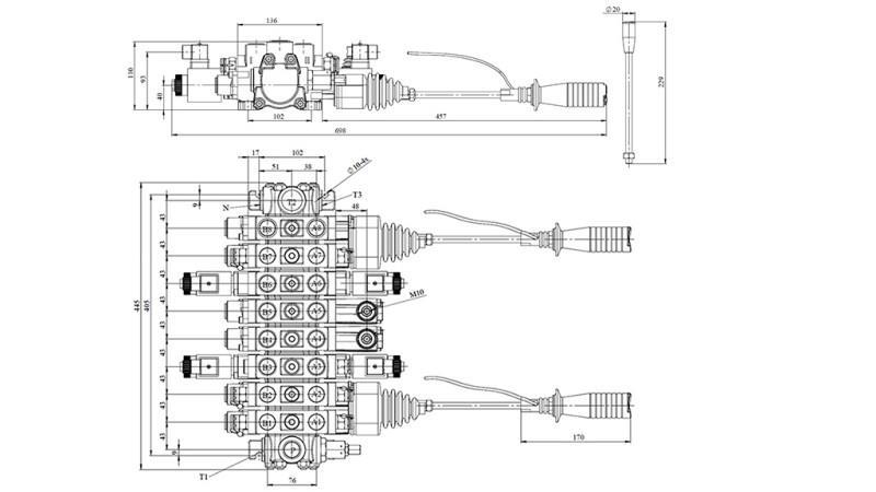 HIDRAVLIČNI VENTIL HIAB 8xPC70 2x JOYSTICK - ELEKTRO KRMILJENJE 12V