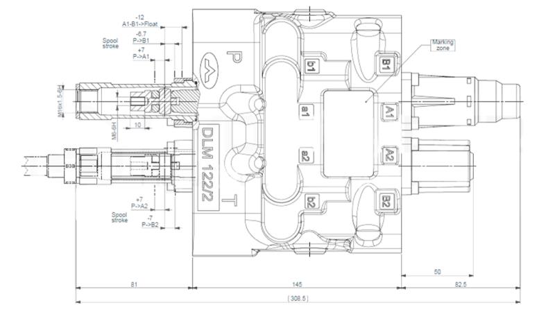 HYDRAULISK KONTROLLVENTIL DLM-122/2 2XP80 L/MIN LASTSENSING MED FLYTEFUNKSJON