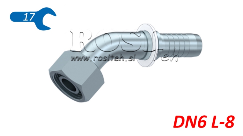 HYDRAULIC FITTING DKOL 8 L WITH FEMALE ELBOW 45 DN6-M14X1,5