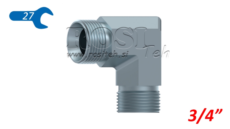 HYDRAULISK BØY 90° BSP KORT HAN-HAN 3/4