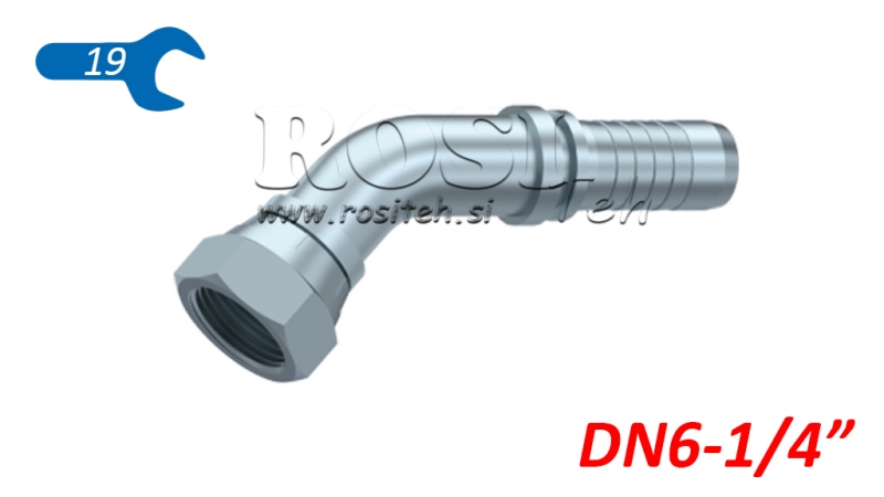 HYDRAULIC FITTING BSP FEMALE ELBOW 45° DN6-1/4
