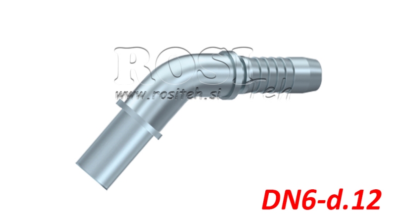 HYDRAULIC FITTING HOSE TRANSITION ELBOW 45° DN6-D.12