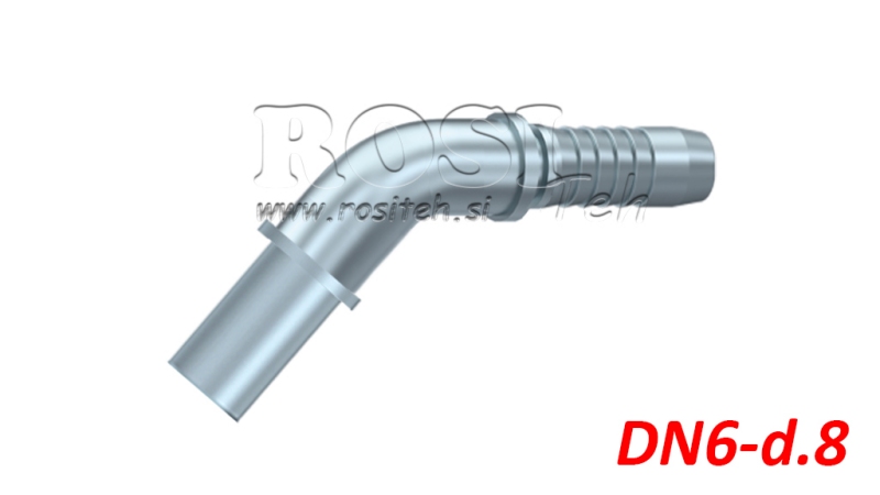 HYDRAULIC CONNECTOR HOSE TRANSITION ELBOW 45° DN6-D.8