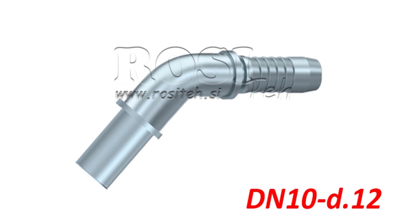 HYDRAULIC CONNECTOR HOSE TRANSITION ELBOW 45° DN10-D.12