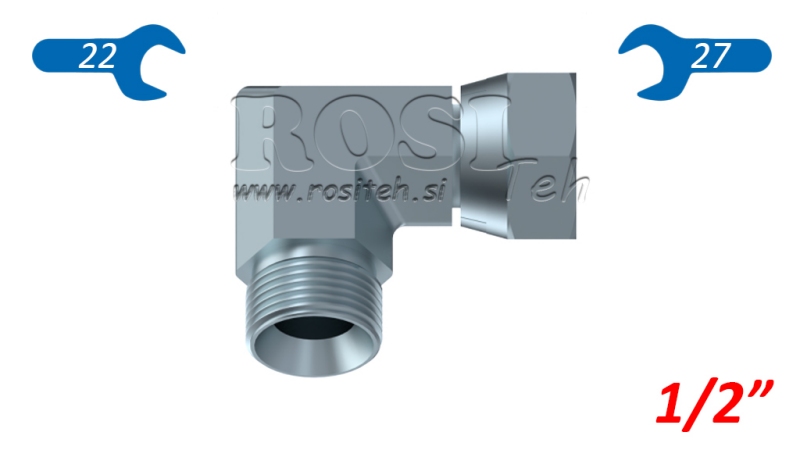 HYDRAULISK BEND 90° BSP KORT SVIVELMUTTER-HANN 1/2