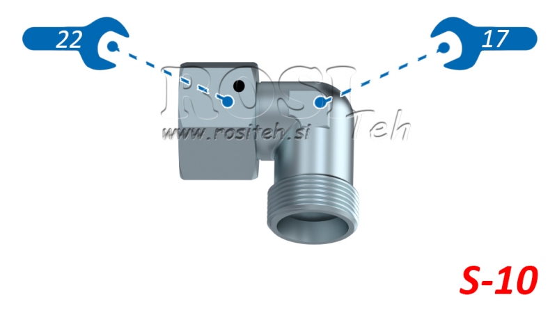 HYDRAULISK 90° VINKEL S-10 MED SVÄNGMUTTER M18X1,5