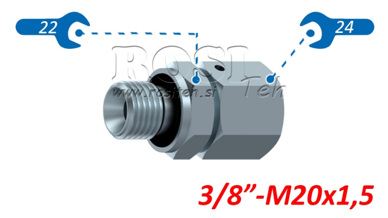 HYDRAULIC SCREW-IN ADAPTER AOVR ED BSP 3/8-(12S) M20X1,5
