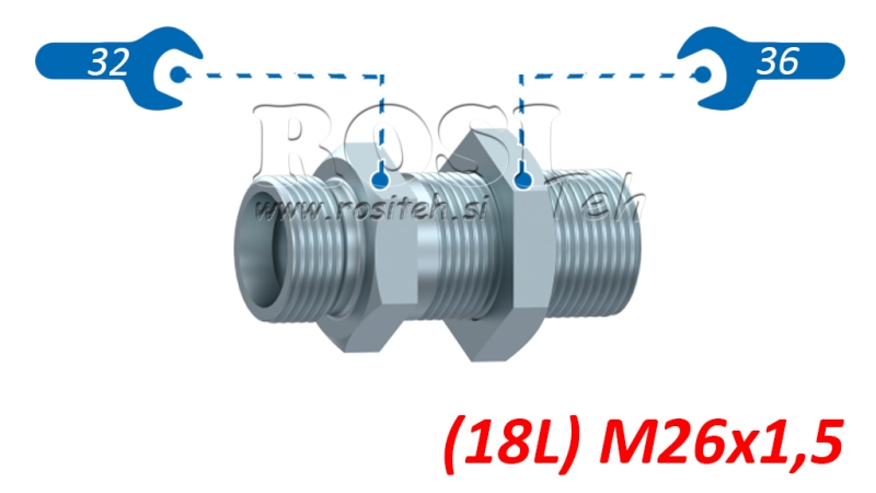 HYDRAULIC BULKHEAD DOUBLE CONNECTOR (18L) M26X1,5