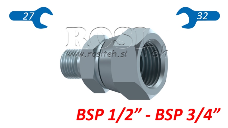 HYDRAULIC SWIVEL NUT REDUCER BSP  1/2-BSP 3/4