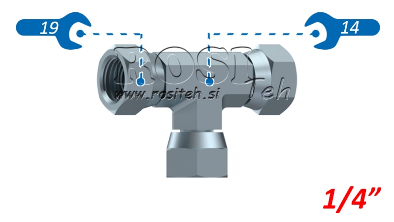 HYDRAULISK T-KOPPLING MED SVÄNGMUTTER BSP 1/4