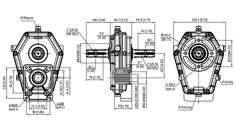 GEARBOX GR.3 -1:3 MALE INLET - MALE OUTLET