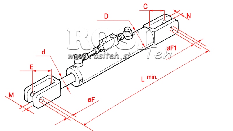 HYDRAULIC SIDE LINK - CASE-IH 80/40MIN.520 TYPE (1) Φ 26/22