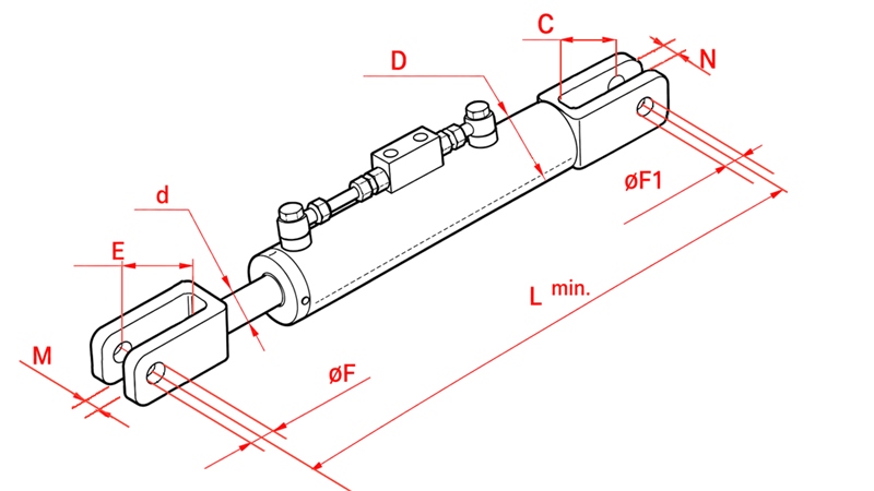 HYDRAULIC SIDE LINK - GOLDONI 60/30MIN.390 TYPE (1) Φ 20/19